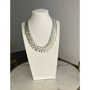 Vintage MCM Coro signed silver tone necklace twist fringe collar wreath choker